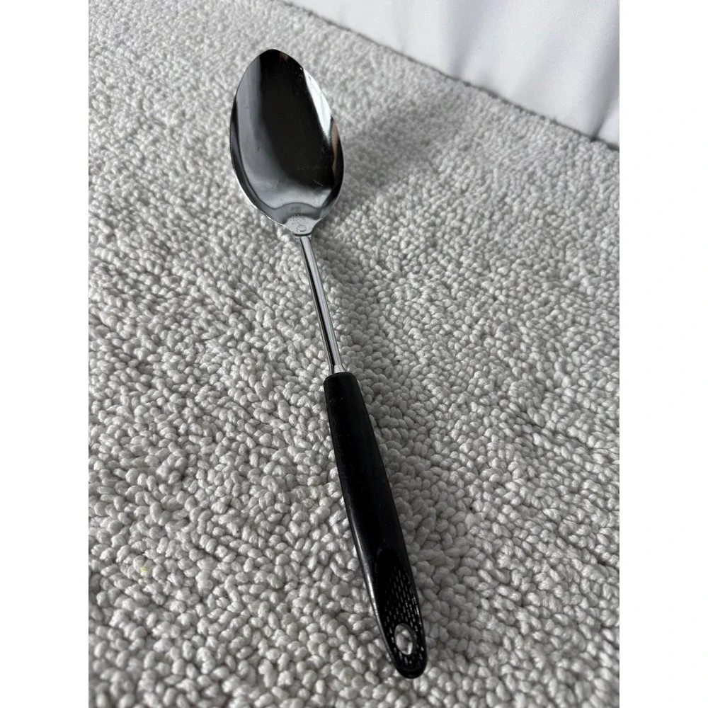 Vintage Ekco Chromium Plated Serving Spoon Black Handle Made in USA 12.25‎ Inch
